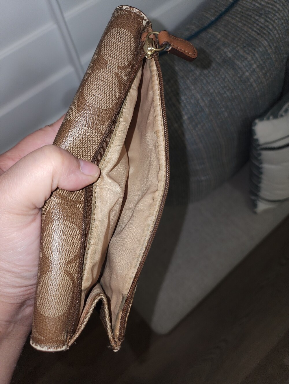 Coach Signature Brown Fold-Over Wallet - Picture 13 of 13